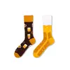 Calcetines de Moda Originales Asimétricos Estilo AB para Mujer Calcetines de Algodón de Verano Zhejiang Arte de Dibujos Animados Personalizado Calcetines de Algodón de Tubo Medio para Hombres y Mujeres