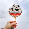 Panda de Frutas Papel de Abanico Caligráfico Creativo Atracción Turística Estilo Antiguo Fotografía Tendencia Nacional Abanico Souvenir Cultural y Creativo