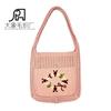 Amazon Ebay Bolsa de Compras Coreana Bolso de Hombro Bandolera Bolso Tejido Flor de Lana de Verano Bolso Tejido a Mano