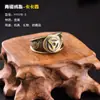Anel de Bronze Mancha Eterna Estilo Retrô Tendência da Moda Personalidade Versátil Atmosfera Clássica Anel de Jade com Três Ganchos