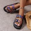Hebilla de cinturón grande de comercio exterior europeo y americano, pantuflas de fondo de espuma ligera para mujer, para uso transfronterizo, sandalias de playa con graffiti colorido