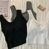 Camisola de Algodón Puro Estilo Coreano con Almohadilla en el Pecho Taza Fija Envuelve el Pecho para Ropa Exterior e Interior Top Corto sin Mangas para Mujer