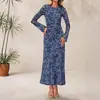 Amazon 2026 Novo Vestido de Malha Transparente com Gola Redonda e Manga Longa Slim Fit Estilo Europeu e Americano para Mulheres