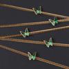 XL088 Cadena cubana retro mariposa verde collar gargantilla cadena clavícula acero titanio chapado oro 18K
