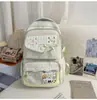 Mochila transparente de ombro duplo estilo japonês, novo design xadrez fresco, alto apelo estético, mochila escolar para meninas do ensino fundamental