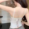 Camisola de Lyocell de Verano para Mujer Diseño de Encaje en la Espalda de Una Copa Sexy Top Exterior Hermosa Espalda Lencería Moderna