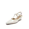 Sandalias de cuña color nude súper bonitas para mujer, nuevas sandalias de moda estilo francés con tira en T, punta cerrada, sin talón, altura de 5 cm para aumentar la estatura