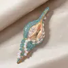 Broche de Concha Grande com Pedras de Diamante Coloridas Estilo Antigo Broche Marinho Acessórios para Casaco Casaco Corsage