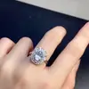¡Anillo de Aguamarina Natural Cristalino! Piedra Principal 7*9mm Banda Ajustable Plata s925 Incrustado