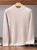 Suéter masculino de cashmere com gola alta meia, suéter de malha liso, espessado para outono e inverno, top de manga comprida business casual