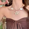 Collar de Estrella de Mar, Concha y Perla Estilo Resort Costero, Cadena para Clavícula con Atmósfera Primaveral, Cadena Versátil de Diseño Nicho