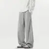 Pantalones de chándal con dobladillo curvo estilo americano para hombre, nueva colección primavera/otoño, pantalones rectos de pierna ancha con caída, pantalones deportivos casuales de corte limpio