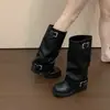 Botas Martin de Sola Grossa Cor Marrom Estilo Britânico Femininas Verão 2026 Nova Outono Maillard Sichuan-Tibete Botas Curtas Estilo Cowboy Ocidental