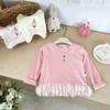 Blusa de Manga Larga con Volantes Estilo Coreano para Niñas Camiseta Bebé Linda y Versátil Camisa Básica Casual y Holgada