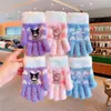 Guantes de Kuromi para Niños Guantes Cálidos de Invierno para Niñas Pequeñas Lindos Guantes sin Dedos de My Melody para Niñas y Bebés para Proteger Contra el Frío y el Viento