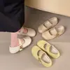 Zapatos Mary Jane Birkenstock de suela gruesa para aumentar la altura para mujer, nuevo modelo otoño 2026, mocasines poco profundos de velcro, mocasines