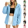 Jaqueta Casual com Capuz e Zíper de Cor Sólida de Comprimento Médio com Cordão na Cintura para Mulheres - Lançamento Outono/Inverno 2026 Europeu e Americano Amazon
