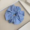 Estilo Coreano Oversized Simples Estilo College Listrado Anel de Cabelo de Intestino Grosso Corda de Cabelo Xadrez Fina Azul Sonhador Corda de Cabelo Bola Faixa de Cabelo Acessório de Cabeça