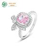 Anel tesouro de cor de laço novo europeu e americano feminino moda alto senso S925 Prata Corte Flor de Gelo diamante de alto carbono anel atacado