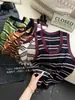 Chaleco de Punto a Rayas de Bloques de Color Estilo Coreano con Cuello en U para Mujer Nuevo Verano 2026 Versátil Sin Mangas Ajustado