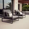 Patio Minimalista Exterior Teca Metal Mesa y Silla Villa Jardín Ocio Impermeable Balcón al Aire Libre Silla de Aluminio Combinación de Sofá