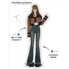Jeans Feminino Cintura Alta Micro Flare Outono e Inverno 2024 Tendência Versátil Nova Chegada Retro Franja Slim-fit Fosco Calça Ferradura