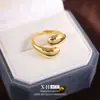 Anel de Venda Quente Transfronteiriça Liso em Formato de Gota d'Água com Linhas Irregulares Únicas, Estilo Minimalista, Anel Aberto com Design Simples e Distintivo
