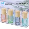 Frasco Bolinha 3ml Colorido Octogonal de Vidro Pequeno Frasco com Bolinha de Aço Tampa com Padrão de Madeira Pequeno Frasco para Óleo Essencial Pequeno Frasco de Perfume