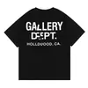 Camiseta de Gola Redonda Manga Curta Estampada com Slogan de Letra GALLERY Versão Alta para Homens e Mulheres Camiseta Básica de Verão para Casal