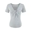 2625-2026 Primavera/Verano Nuevo Estilo Puro Deseo Casual Top de Cuello V para Mujer, Ajuste Ceñido Sexy Adelgazante Camiseta de Manga Corta
