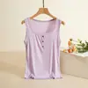Camisola de fio para mulheres, roupa íntima de verão, botão, anti-exposição, peça externa versátil, modeladora, branca, sem mangas, top para usar por baixo
