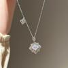 Collar de Trébol de Cuatro Hojas Estilo Tela Cepillada Sirena Fantasía Retro Francés Moda Lujo Ligero Fantasía Diamante Colgante para Mujer