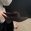 Zapatos de Cuña Estilo Coreano de Gamuza con Punta y Peluche para Mujer 2026 Otoño e Invierno Nuevos Zapatos de Tacón Alto Zapatos de Algodón Planos Cálidos con Forro de Felpa para Mujer