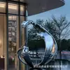 Espelho Anel Grande de Aço Inoxidável Personalizado para Exterior Escultura Ornamento de Animal Arte de Paisagem Urbana para Jardim