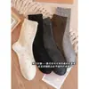 Calcetines de lunares, algodón puro, colección de primavera y otoño para mujer, con ribete de encaje, de longitud media (hasta la pantorrilla), en un color marrón apagado, perfectos con sandalias Birkenstock, estilo coreano, sencillos y casuales