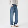 Jeans para hombre 2026 otoño e invierno nuevo estilo básico simple moderno lavados versátiles corte diseño elástico azul medio