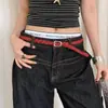 Cinturón Retro de Tejido Rojo Fino para Mujer, Cinturón de Accesorios Personalizado para Faldas y Jeans, Cinturón Delgado de Cuero, Cinturón de Accesorios Adelgazante