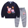 Conjunto de Dos Piezas para Niños Estilo Coreano con Globos, Suéter y Pantalones, Traje de Algodón con Mangas Largas de Cerdito, Primavera y Otoño 2023