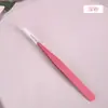 Pinzas gruesas de acero inoxidable con borde redondo, pinzas de color, pinzas de precisión para cuenta a mano, pinzas de codo puntiagudas rosa/morado azul
