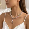 Elegante y Minimalista Collar con Colgante de Corazón para Mujer, Popular Cadena Versátil para Clavícula con Perla de Imitación de Lujo