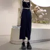 Falda de Mezclilla Tencel Negra para Mujer 2025 Trendy Versátil Nueva de Verano Delgada Ceñida a la Cadera Falda de Línea A de Longitud Media