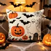 Capa de Almofada de Veludo com Estampa 3D de Fantasma e Abóbora de Halloween Decoração de Ambiente Interno Almofada de Sofá