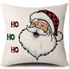 Juego de Fundas de Almohada Transfronterizas para Navidad Europea y Americana, Funda para Cojín de Sofá de Sala de Estar, Funda para Almohada de Cintura con Reno Papá Noel Árbol, Suministro de Fábrica