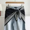 Lenço de seda listrado em preto e branco, lenço triangular, cinto para mulheres, usado na cintura, combinado com jeans e uma camisa, lenço fino