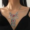 Exportar Europa y Estados Unidos collar turquesa retro hecho a mano aleación de Nepal galvanoplastia adornos del Tíbet joyería joyería para mujer venta al por mayor
