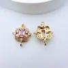 Acessórios para Joias Artesanais DIY Estilo Corte com Zircônia Inlaid em Cobre Banhado a Ouro, Contas Espaçadoras para Colares Artesanais com Preservação de Cor e Acessórios para Montagem