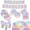 Faixa colorida transfronteiriça para decoração de festa do grupo feminino KATSEYE, copos de papel descartáveis com tema de caça, pratos de papel, guardanapos de papel e bandeirolas