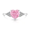 Anillo de Corazón Cortado Flor de Hielo de Piedra Preciosa de Color de Alta Venta en Xiaohongshu Douyin para Mujer Incrustado con Diamante de Alto Carbono Brillante Anillo Paparacha