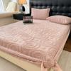 Lençol de Cama Ajustável de Veludo Coral Leite Espessado Esculpido Peça Única Forrado com Fleece Protetor de Colchão Simmons Antiderrapante Cobertura de Cama Total