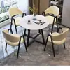 Mesa de jantar em pedra de luxo leve Mesa redonda nórdica pequena Mesa simples para escritório de vendas e negociação Mesa para apartamento pequeno em casa Mesa redonda de lazer
